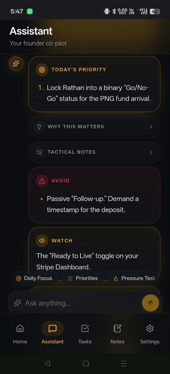 FounderOS Assistant — today's priority